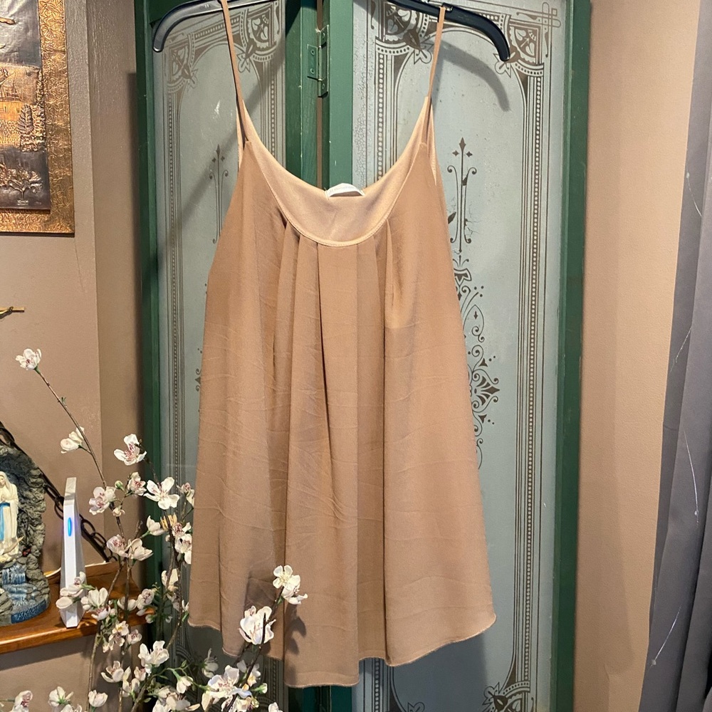 Taupe Pleated Chiffon Layered Cami Tank sz 2XL